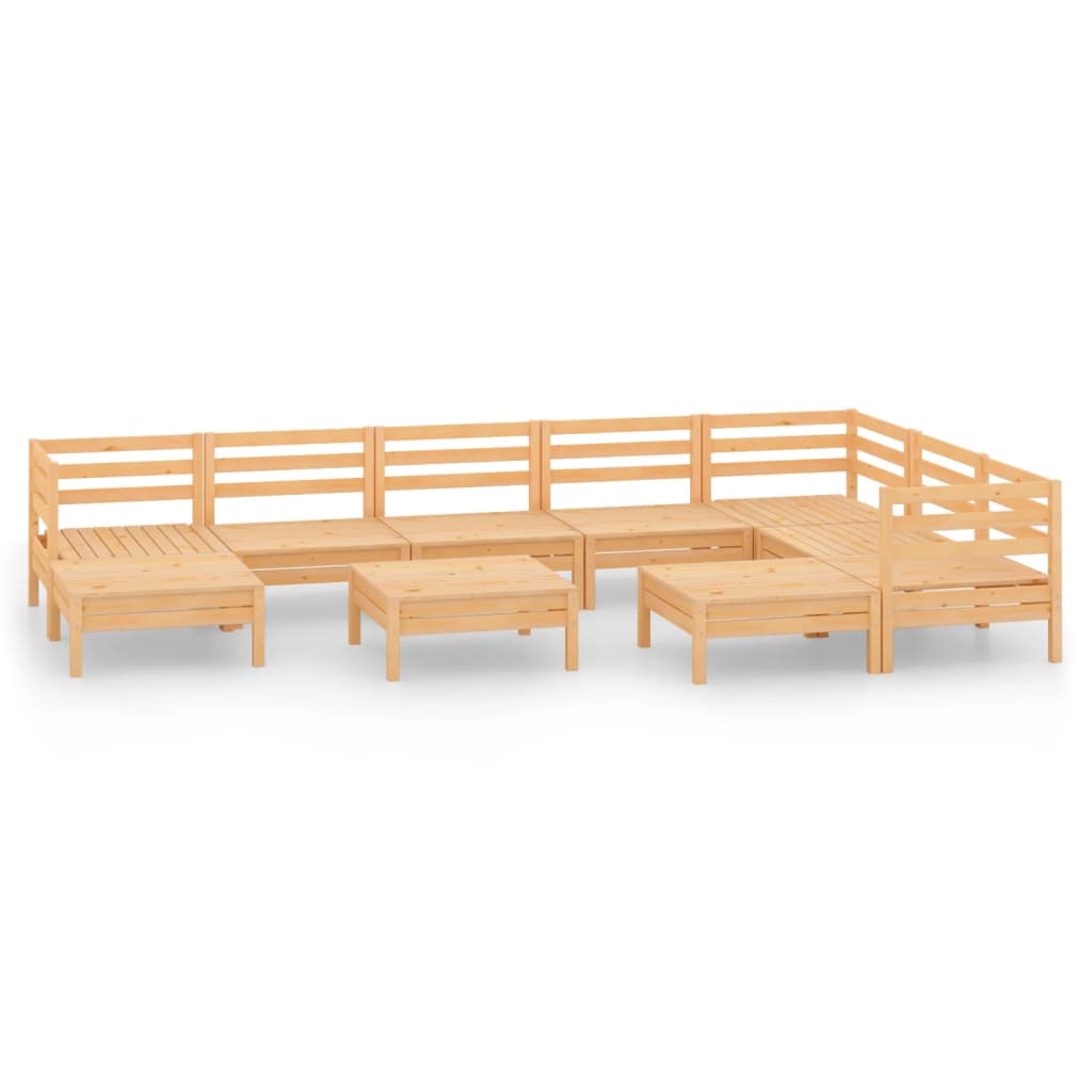 10-tlg. Garten-Lounge-Set Kiefer Massivholz